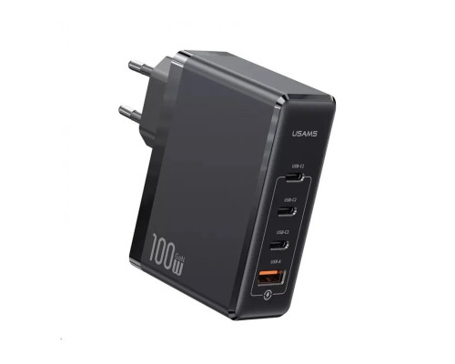 Мережевий зарядний пристрій Usams US-CC163 T50 100W 4 Ports ACCC GaN Fast Charger (EU) Black