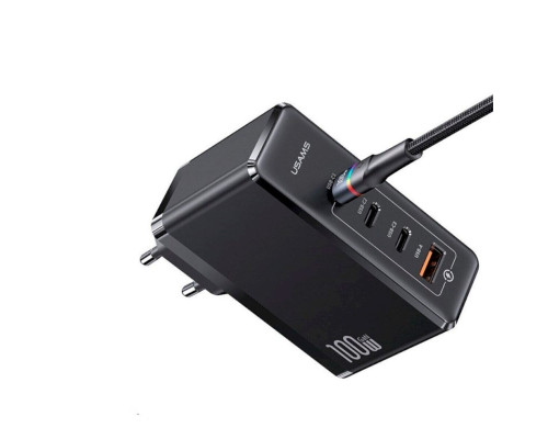 Мережевий зарядний пристрій Usams US-CC163 T50 100W 4 Ports ACCC GaN Fast Charger (EU) Black