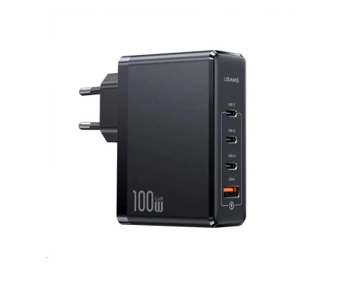 Мережевий зарядний пристрій Usams US-CC163 T50 100W 4 Ports ACCC GaN Fast Charger (EU) Black