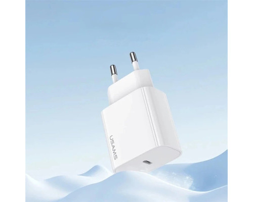 Мережевий зарядний пристрій USAMS-OYXLTZ01 Fast Charger Kit - Yi Series(CC226 PD20W Fast Charger (EU)+SJ711 60W Type-C To Type-C Cable) white