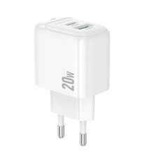 Мережевий зарядний пристрій BOROFONE BAS44A Potential PD20W+QC3.0 charger(EU) White