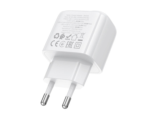 Мережевий зарядний пристрій BOROFONE BAS44A Potential PD20W+QC3.0 charger(EU) White