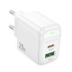 Мережевий зарядний пристрій BOROFONE BAS44A Potential PD20W+QC3.0 charger(EU) White