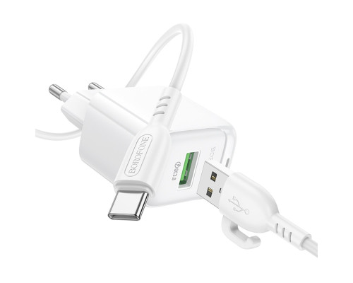 Мережевий зарядний пристрій BOROFONE BAS42A Potential single-port QC3.0 charger set(Type-C)(EU) White