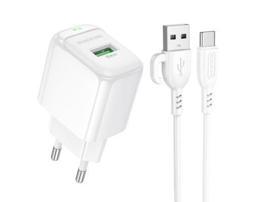 Мережевий зарядний пристрій BOROFONE BAS42A Potential single-port QC3.0 charger set(Type-C)(EU) White