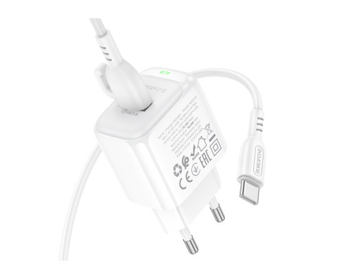 Мережевий зарядний пристрій BOROFONE BAS42A Potential single-port QC3.0 charger set(Type-C)(EU) White