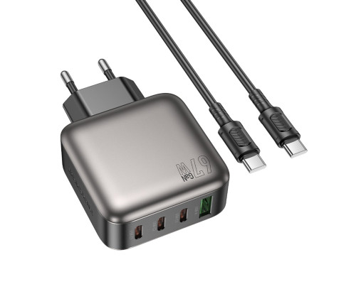 Мережевий зарядний пристрій BOROFONE BAS57A Absolute PD67W(3C1A) charger set(C to C)(EU) Black