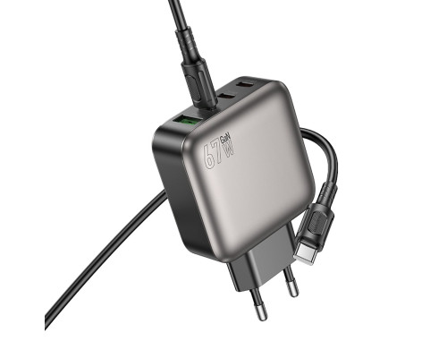 Мережевий зарядний пристрій BOROFONE BAS57A Absolute PD67W(3C1A) charger set(C to C)(EU) Black