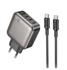 Мережевий зарядний пристрій BOROFONE BAS57A Absolute PD67W(3C1A) charger set(C to C)(EU) Black