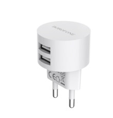 Мережевий зарядний пристрій BOROFONE BA23A Brilliant dual port charger White