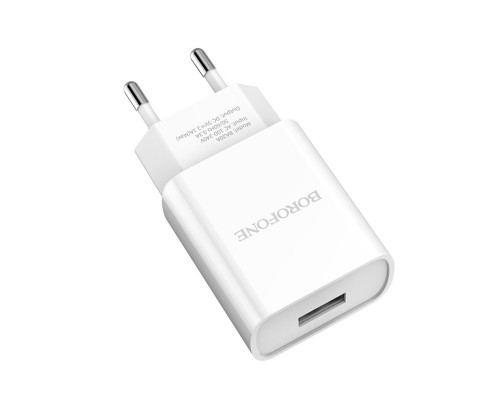 Мережевий зарядний пристрій BOROFONE BA20A Sharp single port charger White