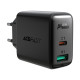 Мережевий зарядний пристрій ACEFAST A5 PD32W(USB-C+USB-A) dual port charger Black