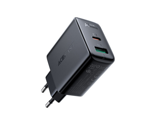 Мережевий зарядний пристрій ACEFAST A5 PD32W(USB-C+USB-A) dual port charger Black