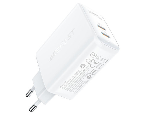 Мережевий зарядний пристрій ACEFAST A29 PD50W GaN (USB-C+USB-C) dual port charger White