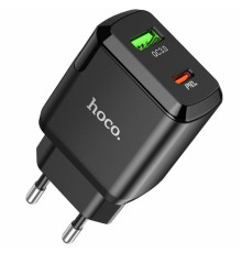 Мережевий зарядний пристрій HOCO N5 Favor dual port PD20W+QC3.0 charger Black