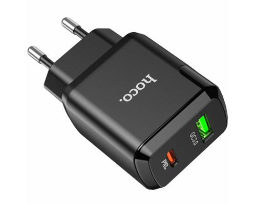 Мережевий зарядний пристрій HOCO N5 Favor dual port PD20W+QC3.0 charger Black