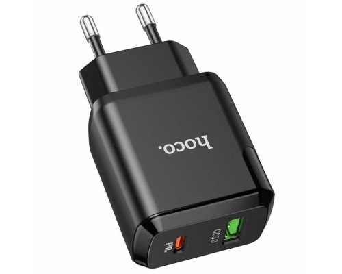 Мережевий зарядний пристрій HOCO N5 Favor dual port PD20W+QC3.0 charger Black