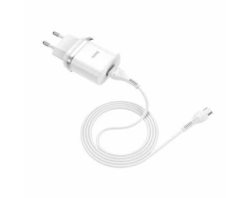 Мережевий зарядний пристрій HOCO C12Q Smart QC3.0 charger set(Type-C) 18W White