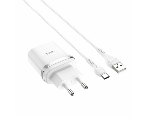 Мережевий зарядний пристрій HOCO C12Q Smart QC3.0 charger set(Type-C) 18W White