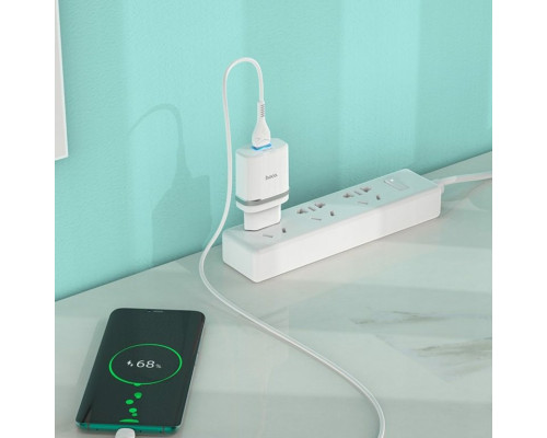 Мережевий зарядний пристрій HOCO C12Q Smart QC3.0 charger set(Type-C) 18W White