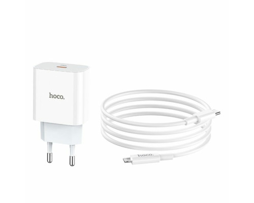 Мережевий зарядний пристрій HOCO C76A Plus Speed source PD20W charger set(C to iP) White