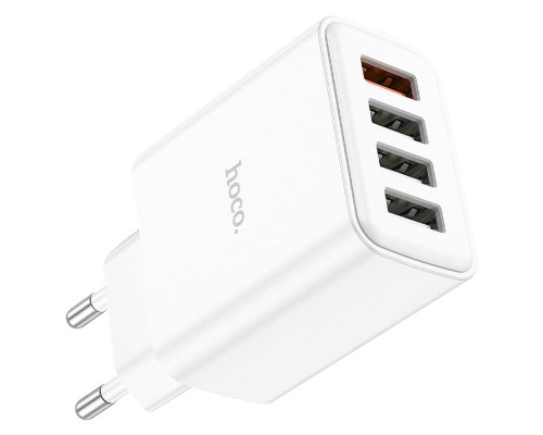 Мережевий зарядний пристрій HOCO C102A Fuerza QC3.0 four-port charger 18W White