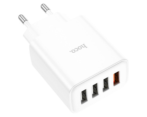 Мережевий зарядний пристрій HOCO C102A Fuerza QC3.0 four-port charger 18W White