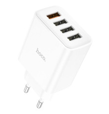 Мережевий зарядний пристрій HOCO C102A Fuerza QC3.0 four-port charger 18W White