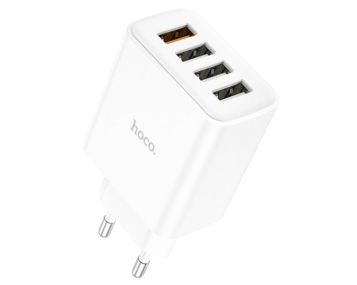 Мережевий зарядний пристрій HOCO C102A Fuerza QC3.0 four-port charger 18W White