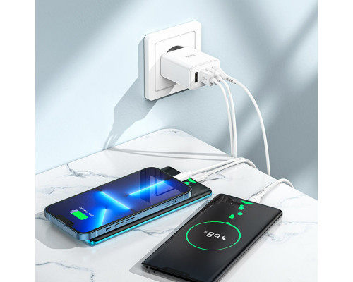 Мережевий зарядний пристрій HOCO C102A Fuerza QC3.0 four-port charger 18W White