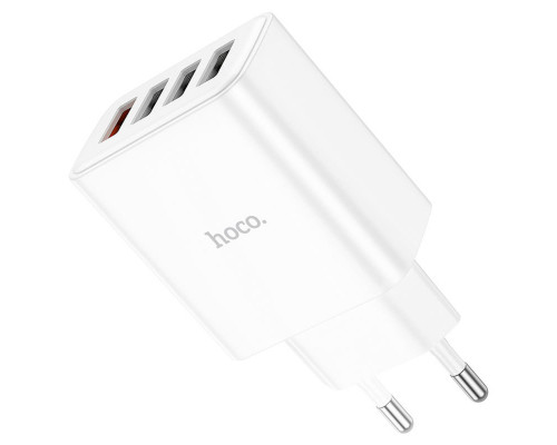 Мережевий зарядний пристрій HOCO C102A Fuerza QC3.0 four-port charger 18W White