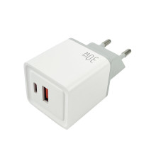 Мережевий зарядний пристрій Mibrand MI-30 GaN 30W Travel Charger USB-A + USB-C White