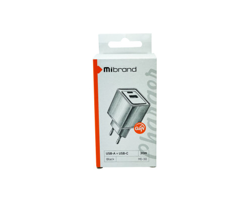 Мережевий зарядний пристрій Mibrand MI-30 GaN 30W Travel Charger USB-A + USB-C White