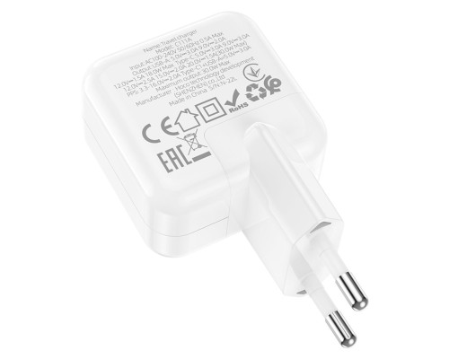 Мережевий зарядний пристрій HOCO C111A Lucky dual-port PD30W+QC3.0 charger set(C to iP) White