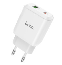 Мережевий зарядний пристрій HOCO N5 Favor dual port PD20W+QC3.0 charger White