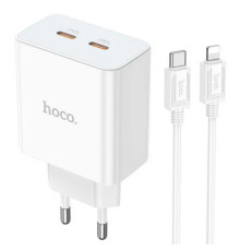 Мережевий зарядний пристрій HOCO C108A Leader PD35W dual port(2C) charger set(C to iP) White