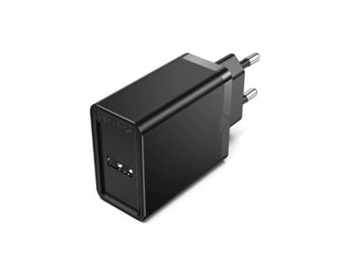 Зарядний пристрій Vention 1-port USB Wall Charger(12W) EU-Plug Black (FAAB0-EU)