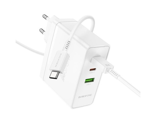 Мережевий зарядний пристрій BOROFONE BN11 Imperial PD100W three-port(2C1A) charger set(Type-C to Type-C) White