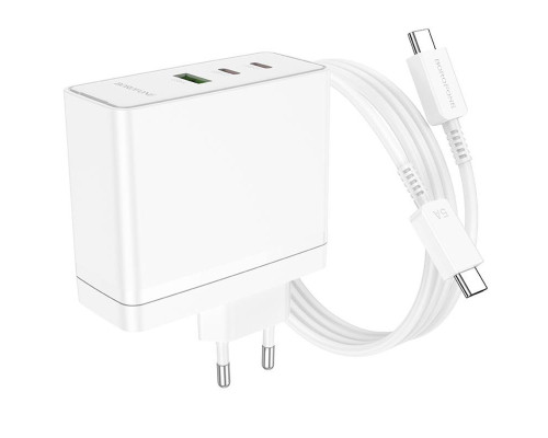 Мережевий зарядний пристрій BOROFONE BN11 Imperial PD100W three-port(2C1A) charger set(Type-C to Type-C) White