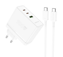 Мережевий зарядний пристрій BOROFONE BN11 Imperial PD100W three-port(2C1A) charger set(Type-C to Type-C) White