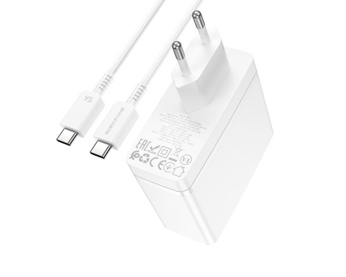 Мережевий зарядний пристрій BOROFONE BN11 Imperial PD100W three-port(2C1A) charger set(Type-C to Type-C) White