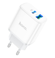 Мережевий зарядний пристрій HOCO C105A Stage dual port PD20W+QC3.0 charger White