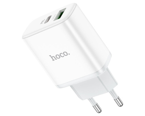 Мережевий зарядний пристрій HOCO C105A Stage dual port PD20W+QC3.0 charger White