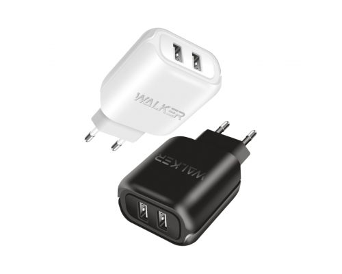 Мережевий зарядний пристрій (адаптер) 2в1 WALKER WH-27 2USB / 2.1A + Data Cabel USB to Micro white