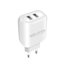 Мережевий зарядний пристрій (адаптер) WALKER WH-27 2USB / 2.1A white