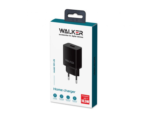 Мережевий зарядний пристрій (адаптер) WALKER WH-26 1USB / 2.1A black