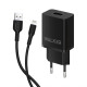 Мережевий зарядний пристрій (адаптер) 2в1 WALKER WH-26 1USB / 2.1A + Data Cabel USB to Lightning black