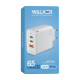 Мережевий зарядний пристрій (адаптер) WALKER WH-45 65W GAN PD1_65W / PD2_30W / QC3.0_18W white TPS-2710000283348 2710000283348