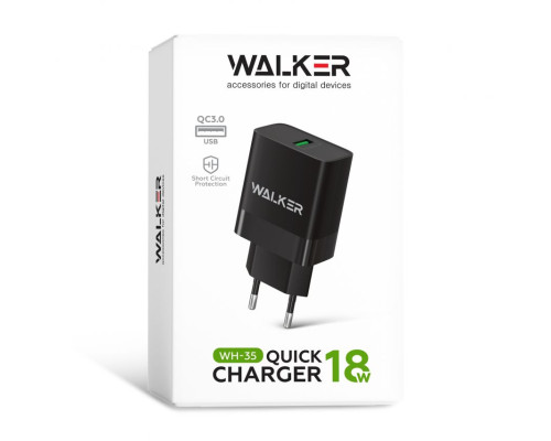 Мережевий зарядний пристрій (адаптер) WALKER WH-35 1USB / QC3.0 / 3A / 18W black TPS-2710000302445 2710000302445