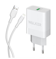 Мережевий зарядний пристрій (адаптер) 2в1 WALKER WH-35 1USB / QC3.0 / 3A / 18W + Data Cable USB to Lightning white TPS-2710000323969 2710000323969
